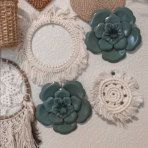 Set of 2 Metal Flower Wall Decor